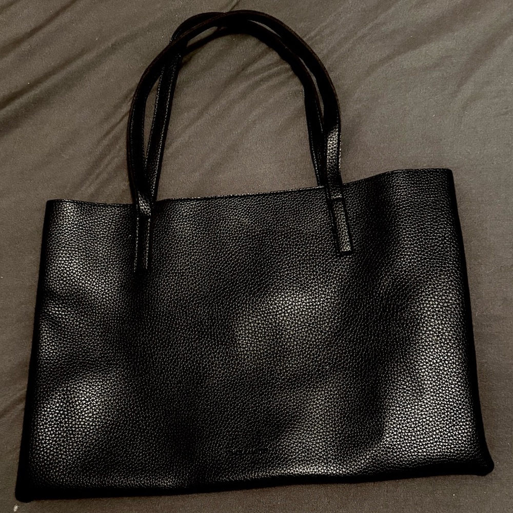 Vince Camuto Black Pebbled Leather Bag